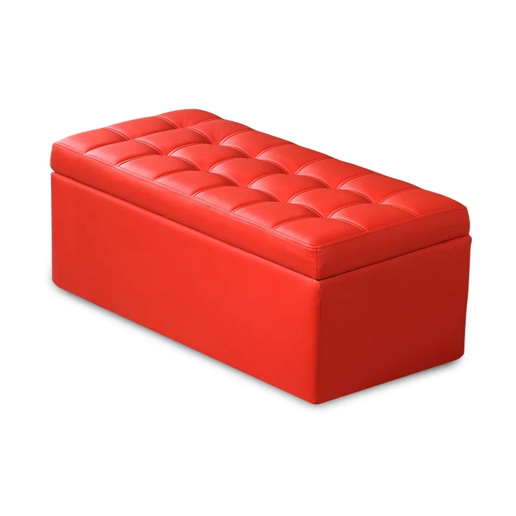 Blanket Box Storage Ottoman PU Leather Fabric Chest Toy Clothes Foot Stool Bed