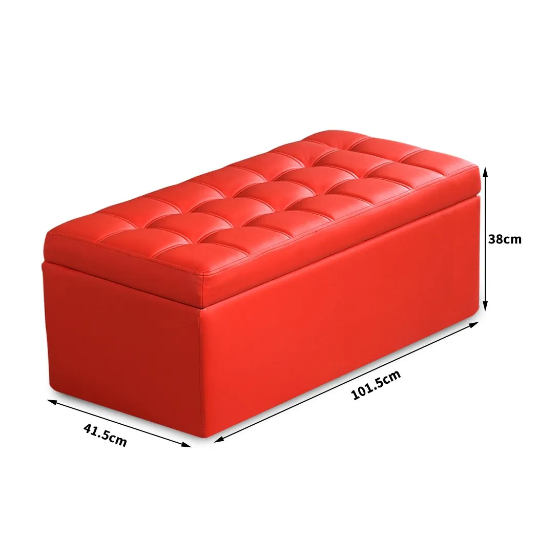 Blanket Box Storage Ottoman PU Leather Fabric Chest Toy Clothes Foot Stool Bed
