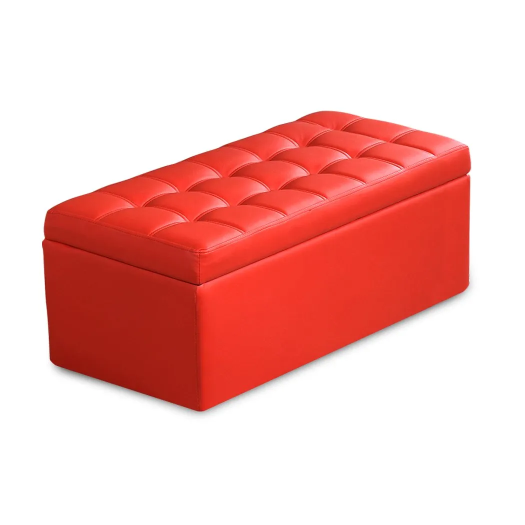 Blanket Box Storage Ottoman PU Leather Fabric Chest Toy Clothes Foot Stool Bed