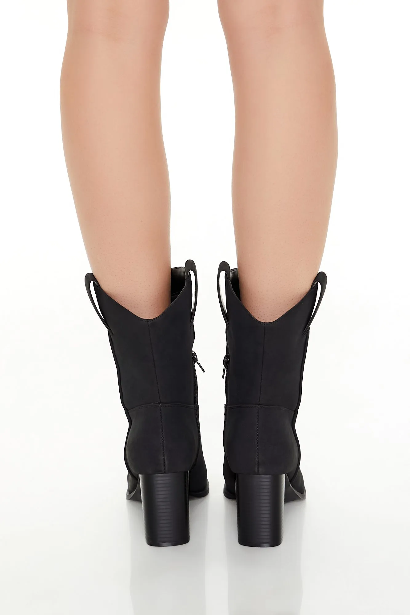 Block Heel Mid Shaft Boot - Black