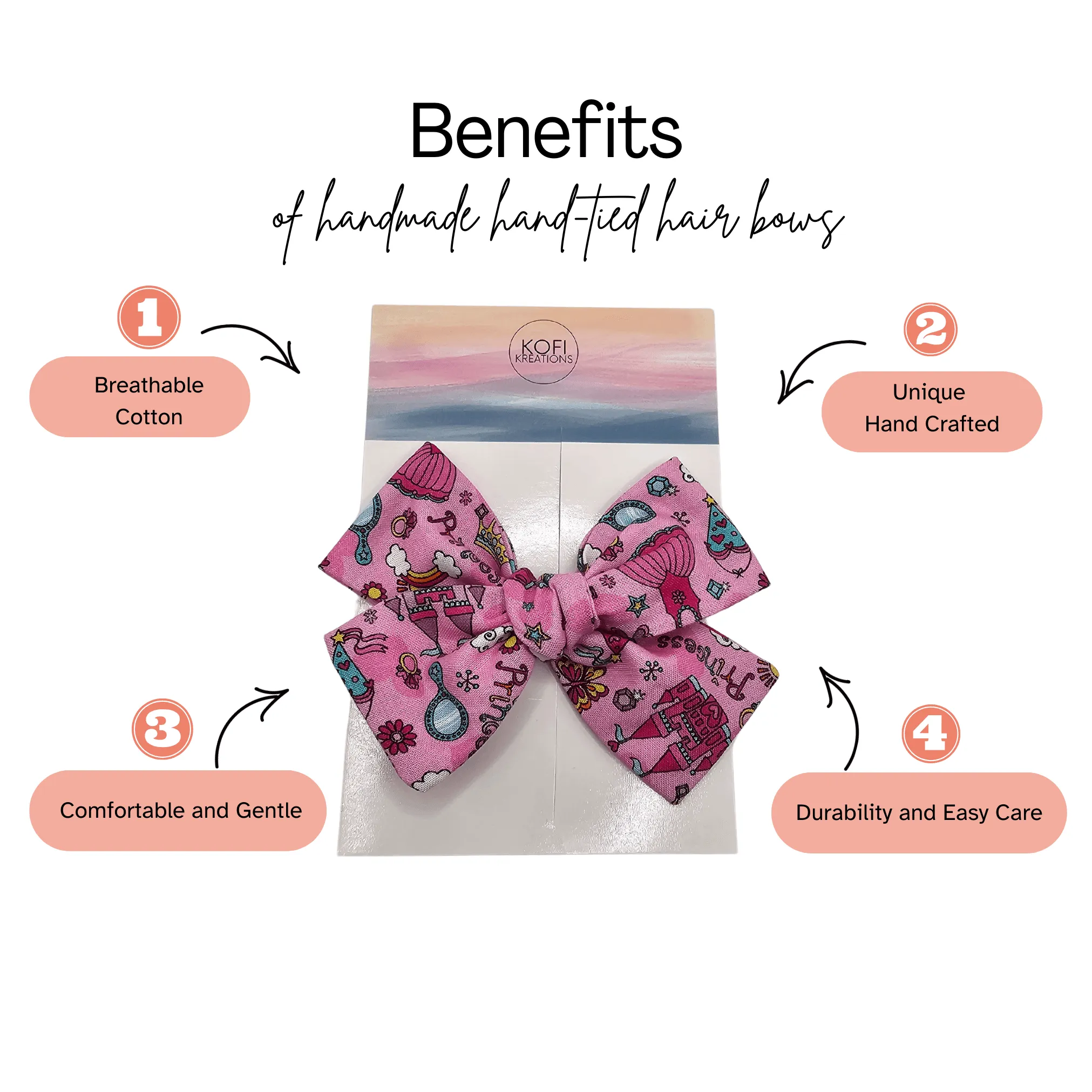 Blue Plaid Hand-Tied Hair Bow