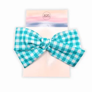 Blue Plaid Hand-Tied Hair Bow