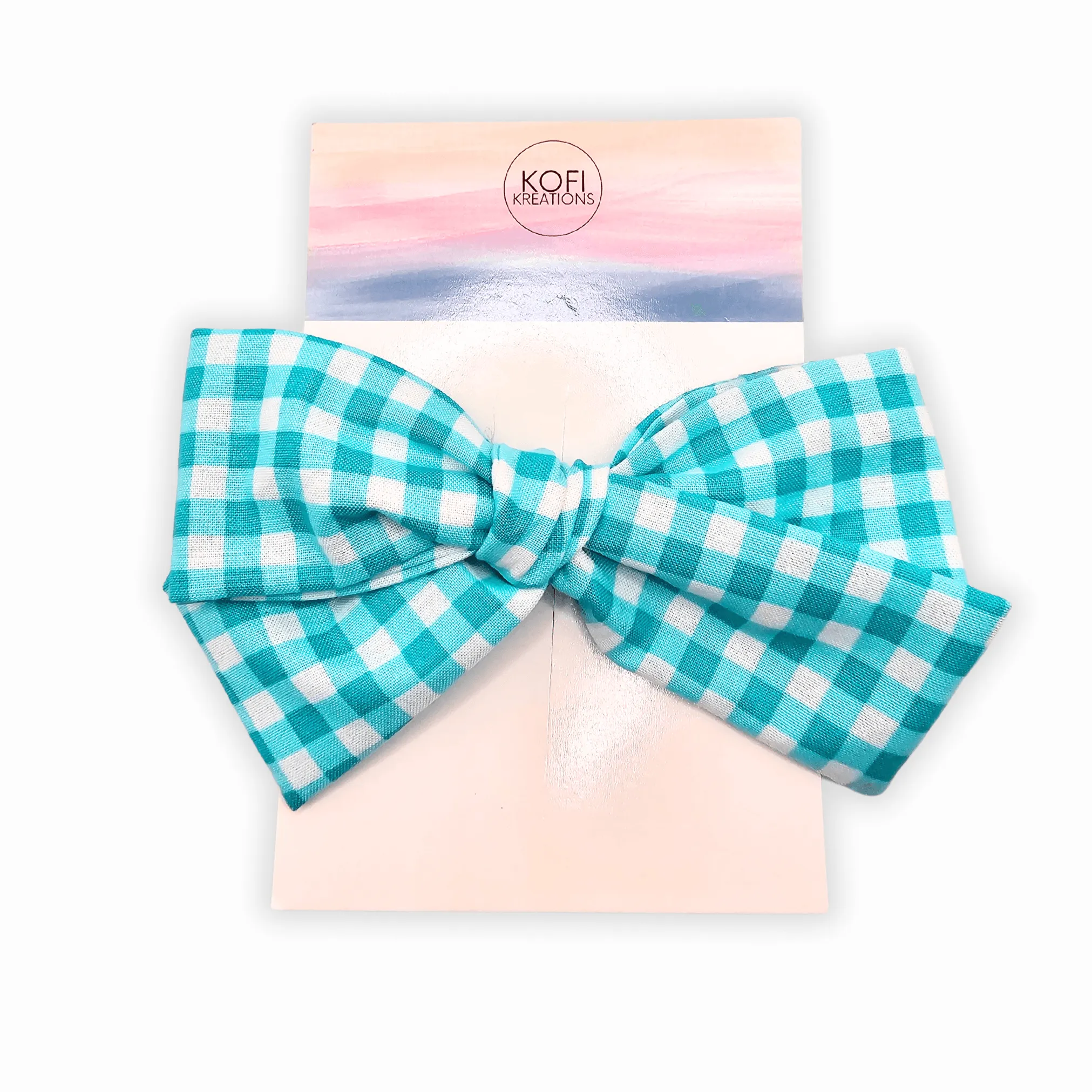 Blue Plaid Hand-Tied Hair Bow