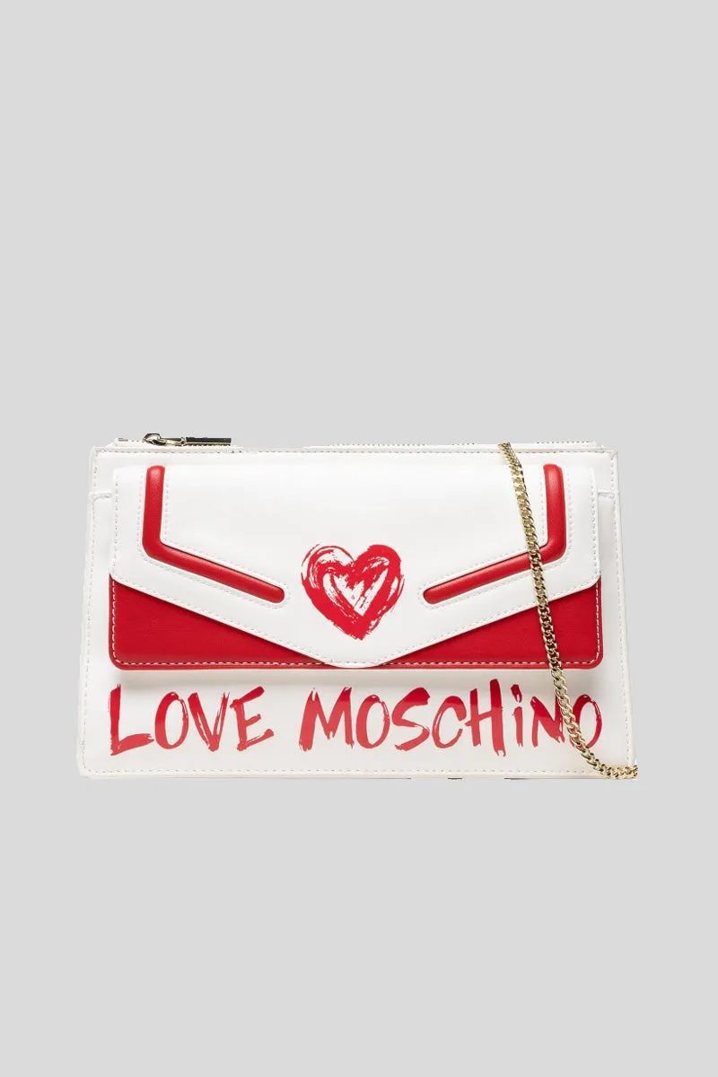 Borsa Pu Bianco   Pu Rosso