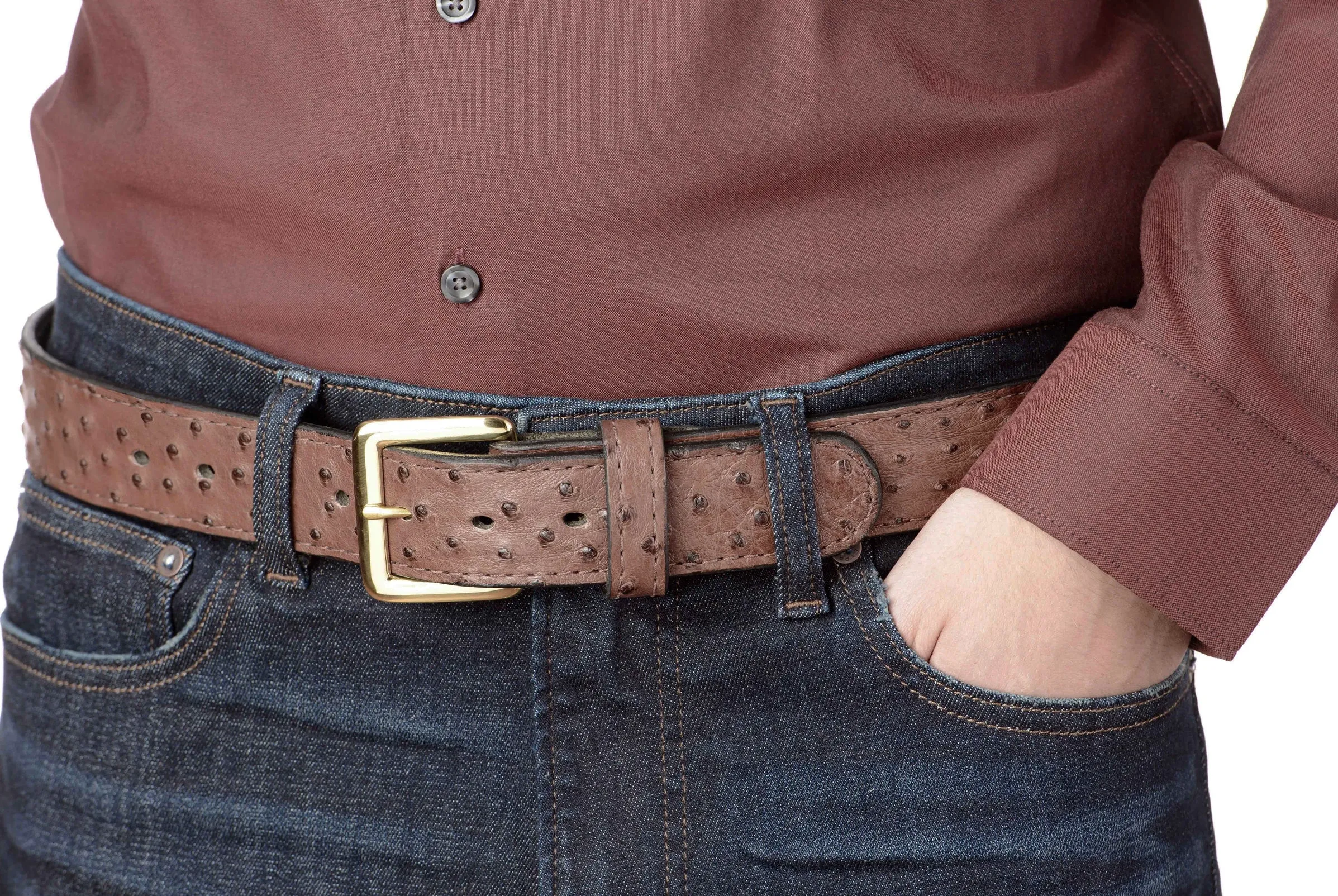 Brown South African Ostrich Skin Money Belt With 25" Zipper