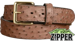 Brown South African Ostrich Skin Money Belt With 25" Zipper