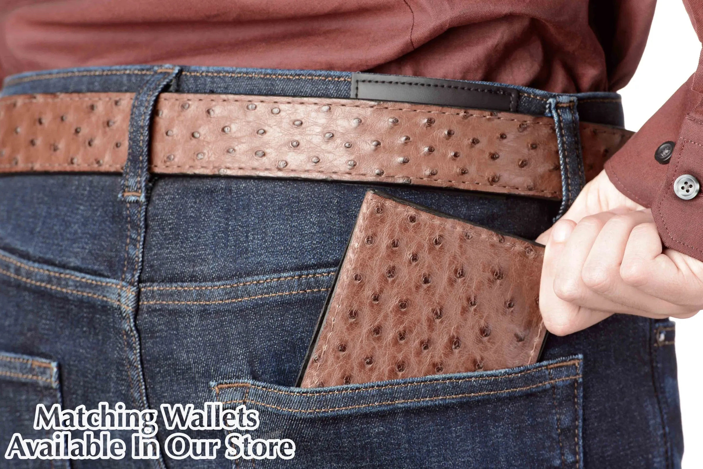 Brown South African Ostrich Skin Money Belt With 25" Zipper