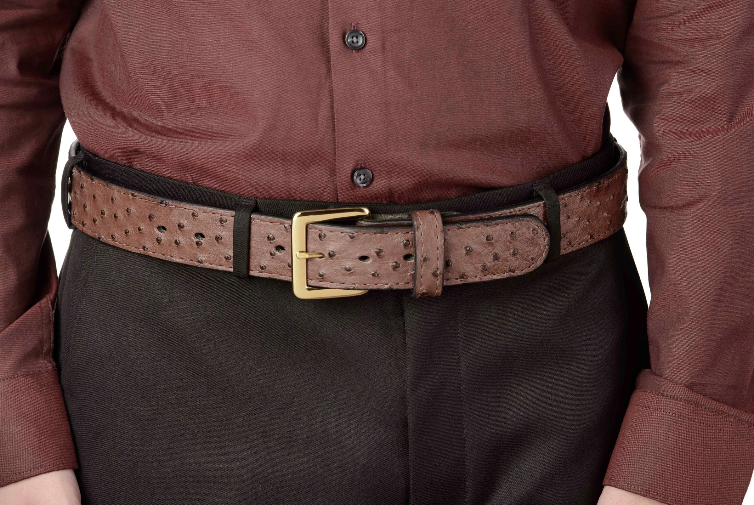 Brown South African Ostrich Skin Money Belt With 25" Zipper