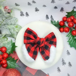 Buffalo Plaid Santa Pre-Tied Bow Strip