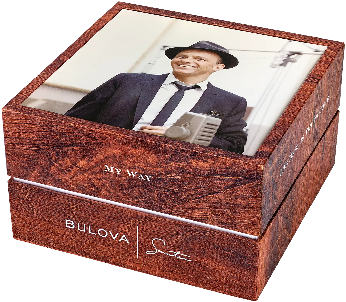 Bulova Men's Frank Sinatra 'Fly Me To The Moon' Brown Leather Strap Black Dial Watch 96B348