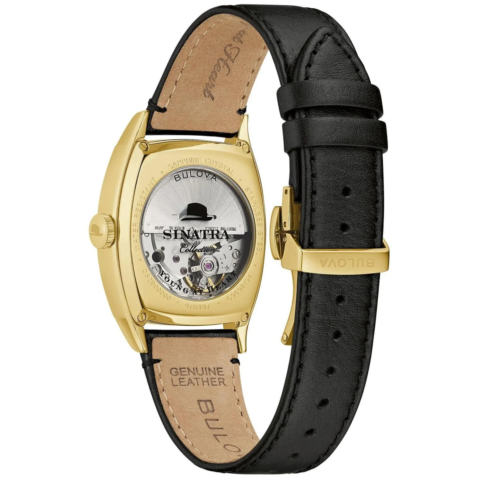 Bulova Men's Frank Sinatra 'Young At Heart' Black Leather Strap Watch 97B197