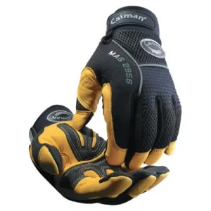 Caiman Gold Grain Leather Palm Gloves, 2X-Large, Gold/Black, 2956-XXL