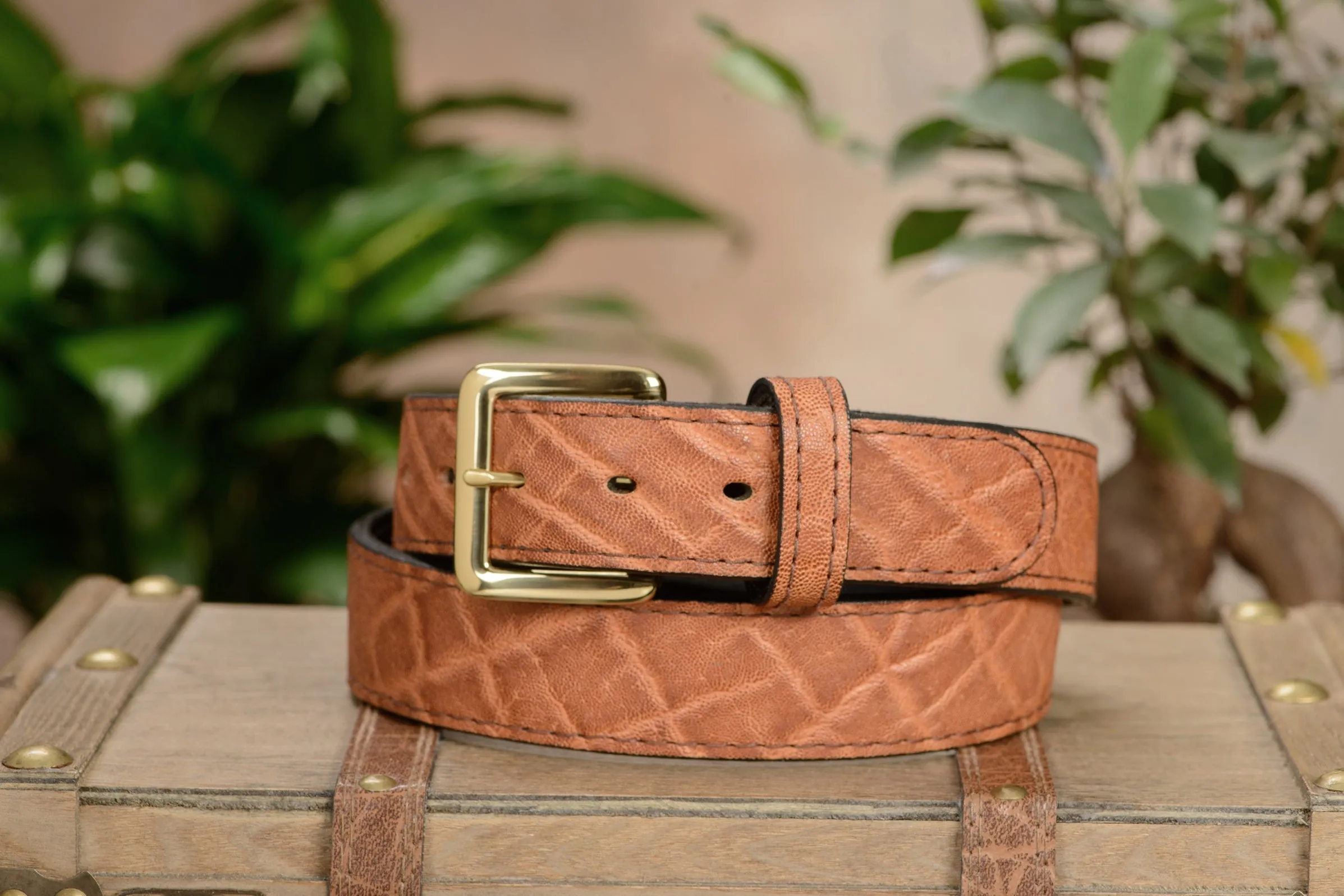 Caramel Brown Elephant Money Belt With 25" Zipper