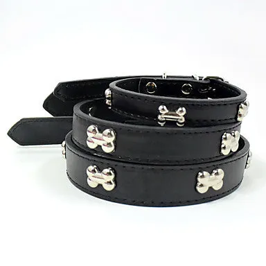 Cat Dog Portable Solid Colored Bone Nylon Black Red Blue