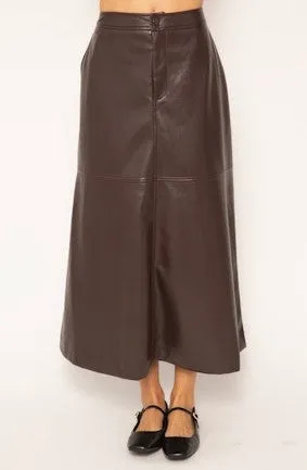 Central Park West Beatrix Vegan Midi Skirt - Chocolate