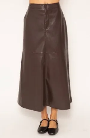 Central Park West Beatrix Vegan Midi Skirt - Chocolate