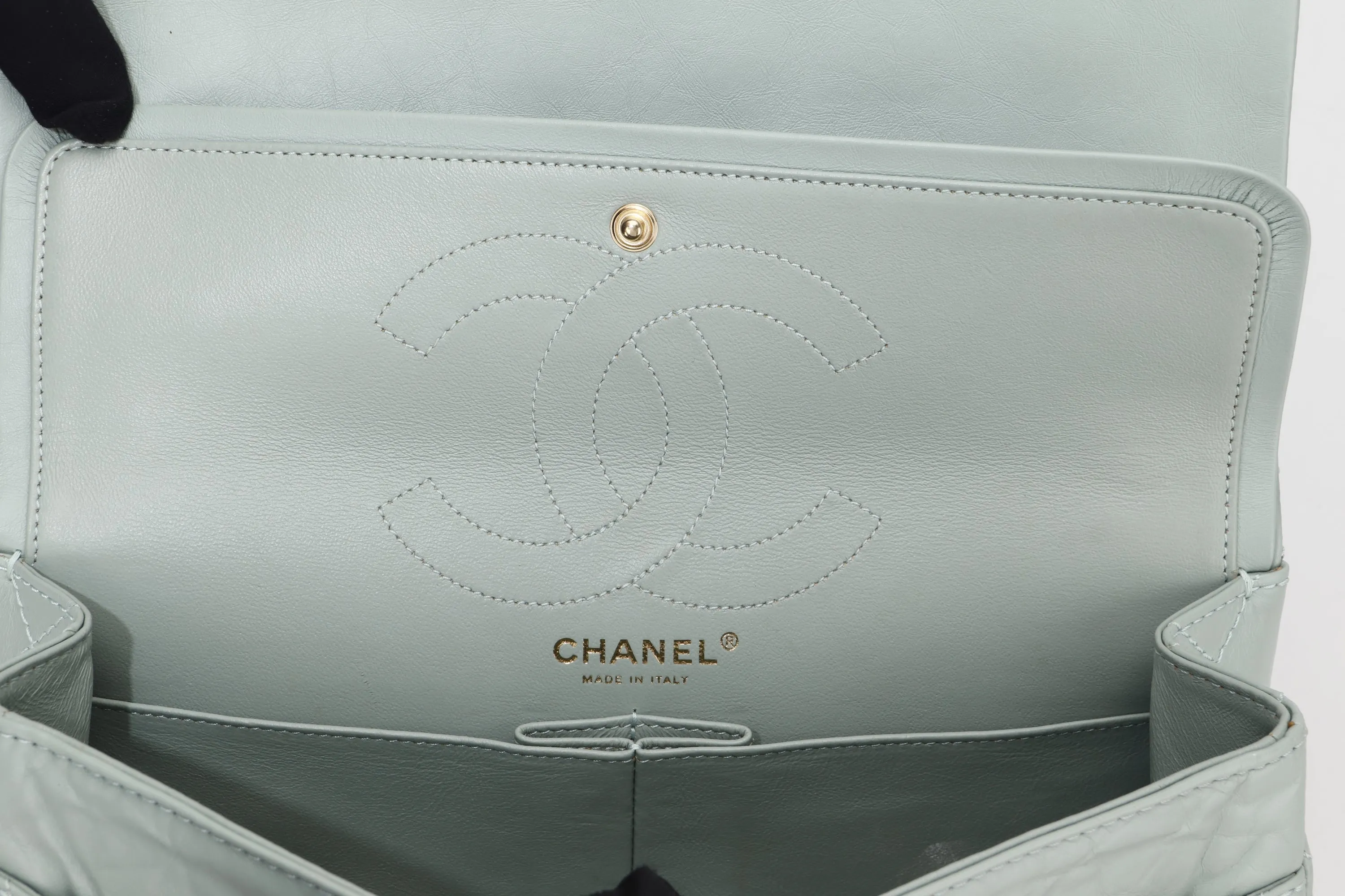 CHANEL REISSUE 227 (2539xxxx) MINT GREEN CALFSKIN GOLD HARDWARE, WITH CARD, DUST COVER & BOX