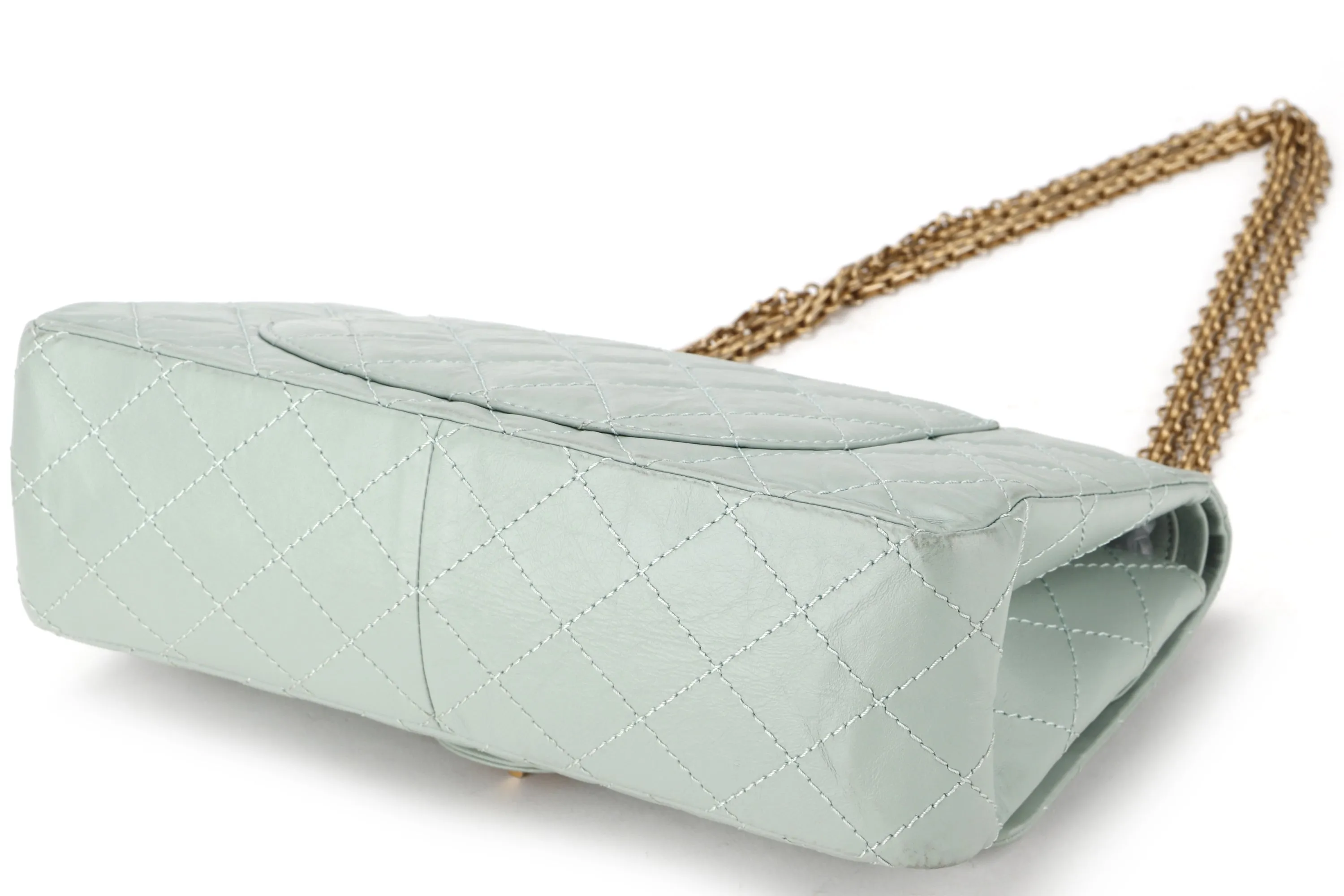 CHANEL REISSUE 227 (2539xxxx) MINT GREEN CALFSKIN GOLD HARDWARE, WITH CARD, DUST COVER & BOX