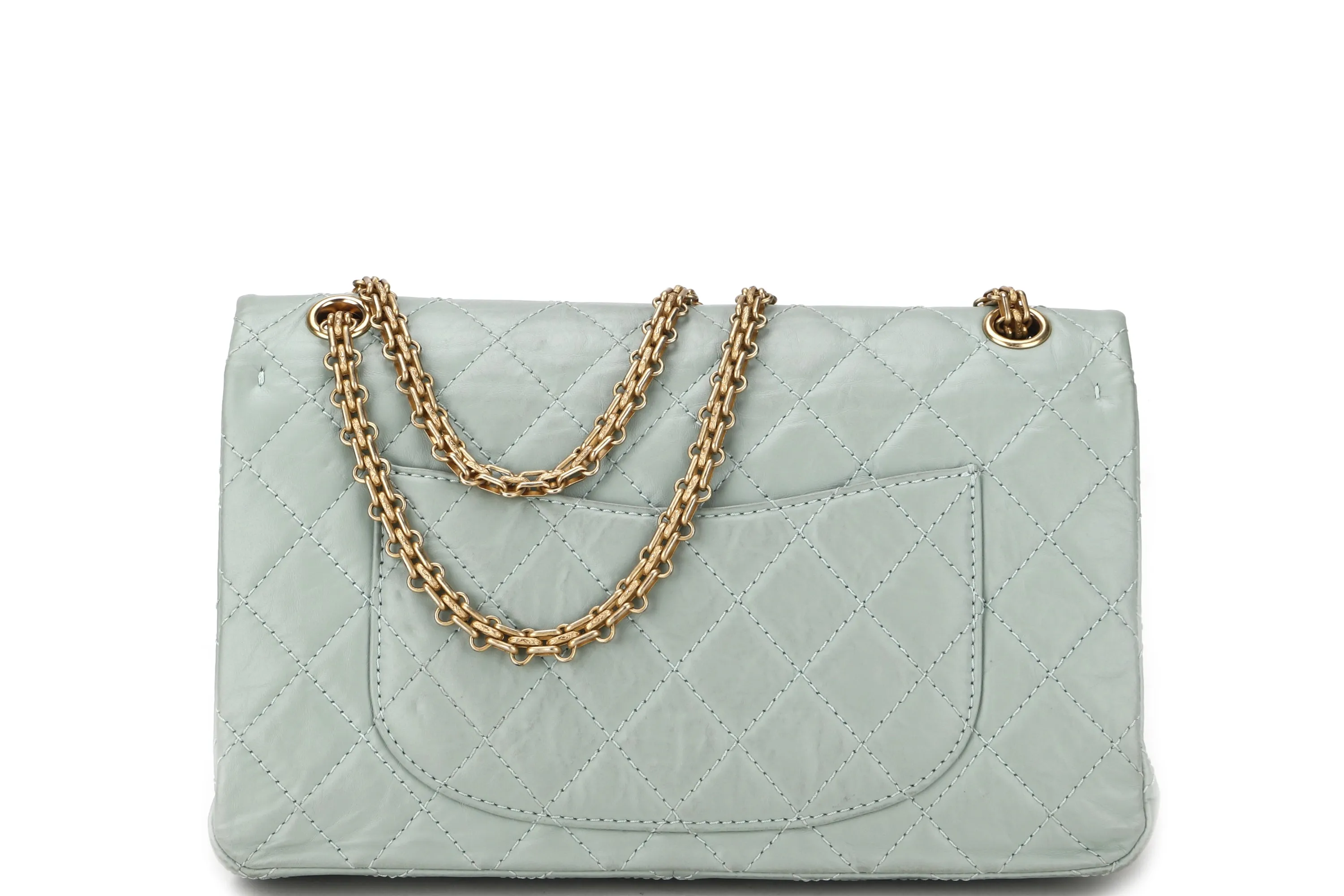 CHANEL REISSUE 227 (2539xxxx) MINT GREEN CALFSKIN GOLD HARDWARE, WITH CARD, DUST COVER & BOX