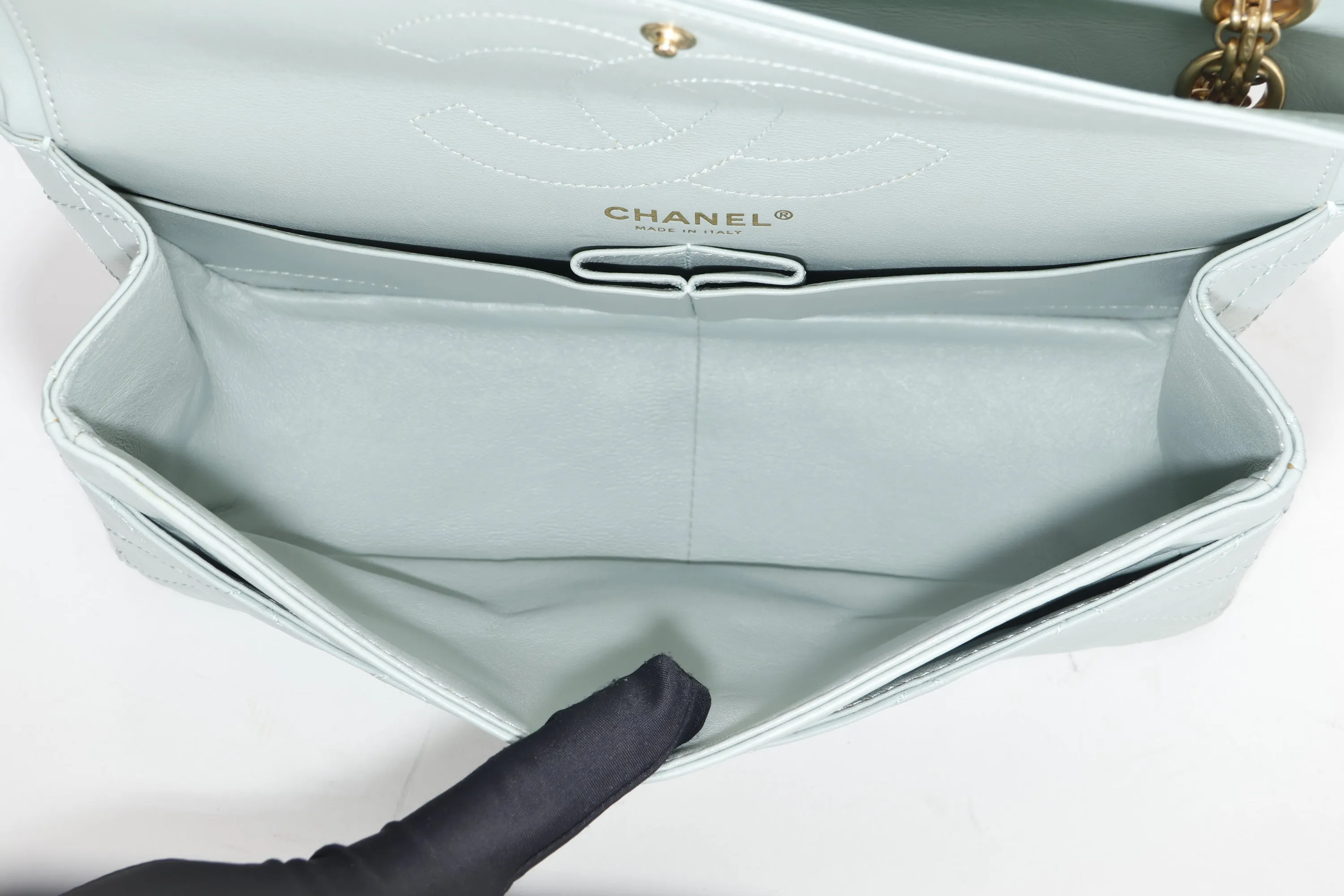 CHANEL REISSUE 227 (2539xxxx) MINT GREEN CALFSKIN GOLD HARDWARE, WITH CARD, DUST COVER & BOX