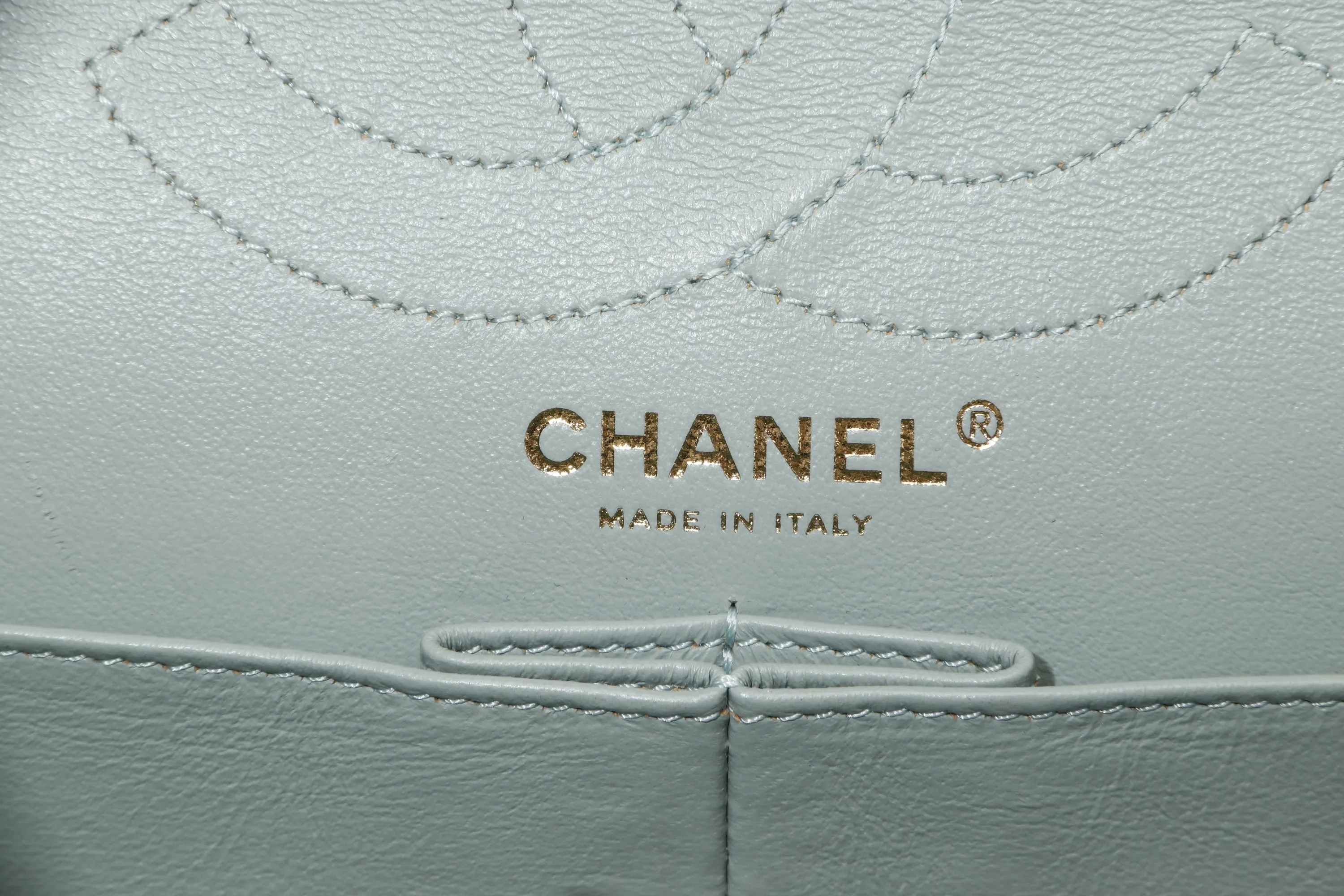CHANEL REISSUE 227 (2539xxxx) MINT GREEN CALFSKIN GOLD HARDWARE, WITH CARD, DUST COVER & BOX