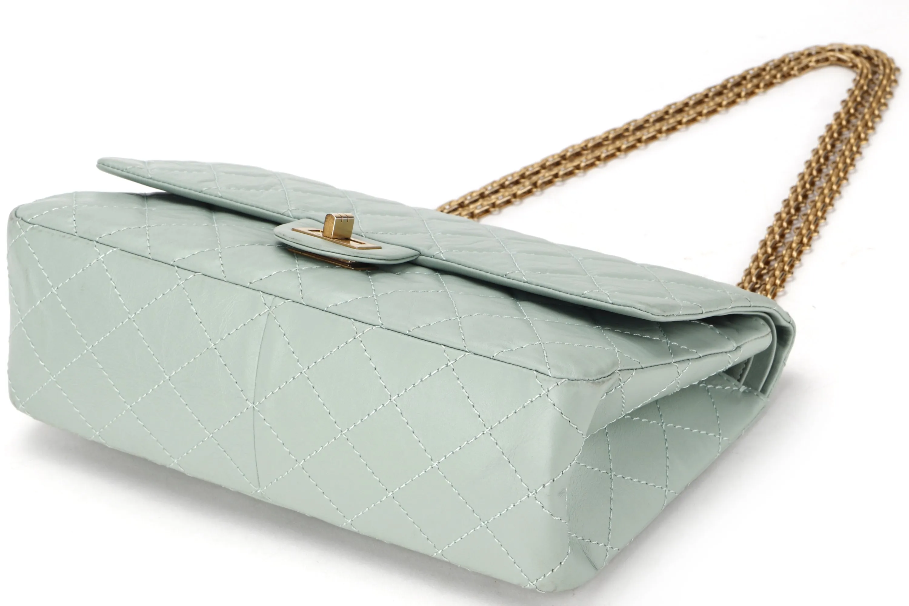 CHANEL REISSUE 227 (2539xxxx) MINT GREEN CALFSKIN GOLD HARDWARE, WITH CARD, DUST COVER & BOX