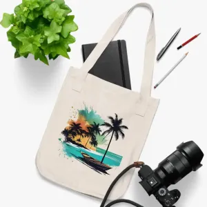 Chic Beach and Palm Trees Organic Canvas Tote Bag