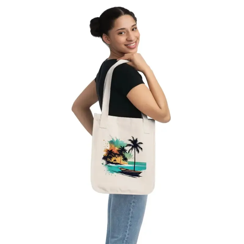 Chic Beach and Palm Trees Organic Canvas Tote Bag