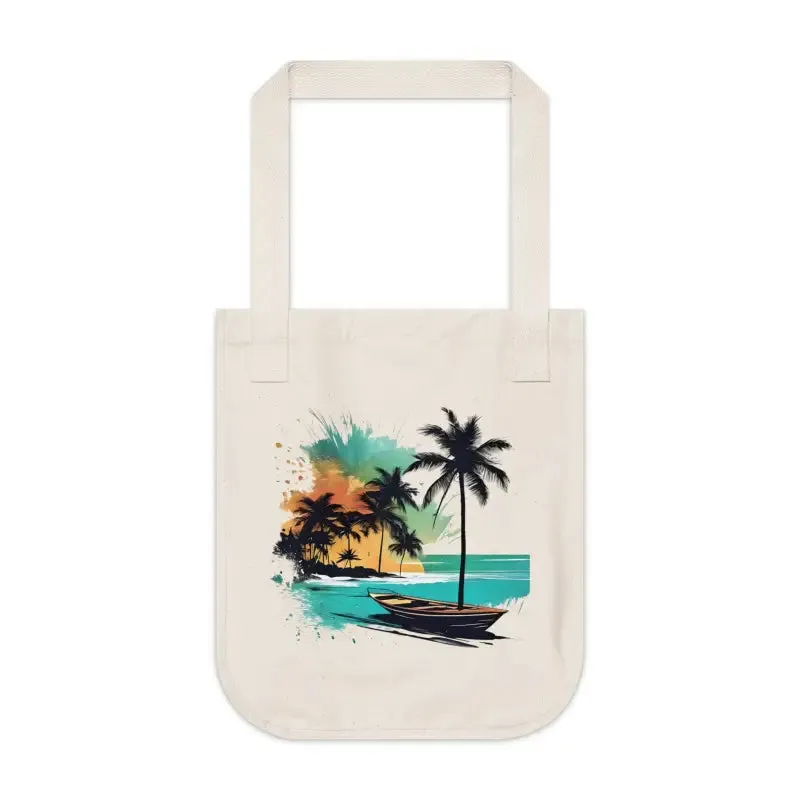 Chic Beach and Palm Trees Organic Canvas Tote Bag