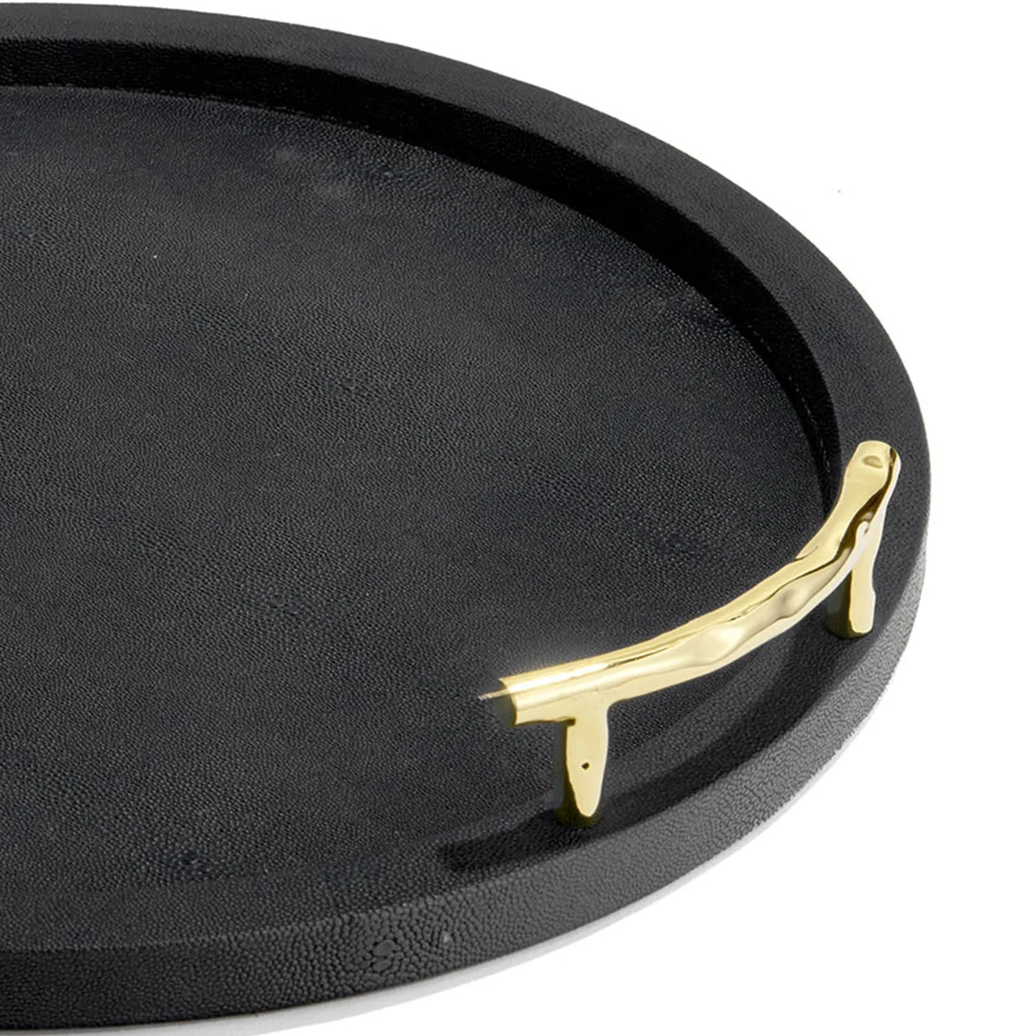 Chic Black Round Tray with Gold Handles for Elegant Serving
