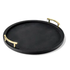 Chic Black Round Tray with Gold Handles for Elegant Serving