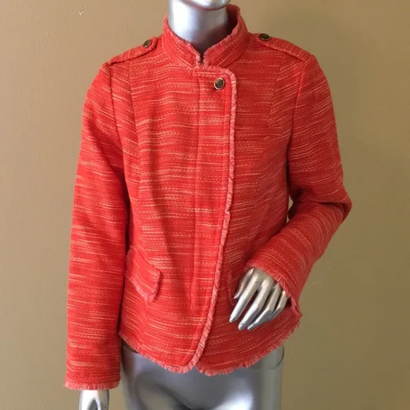 CHICO'S | Pumpkin Spice Textured Tweed Fringe Jacket