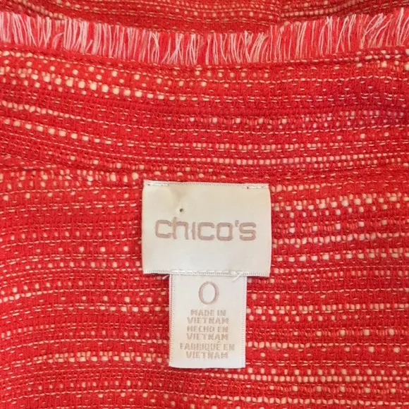 CHICO'S | Pumpkin Spice Textured Tweed Fringe Jacket