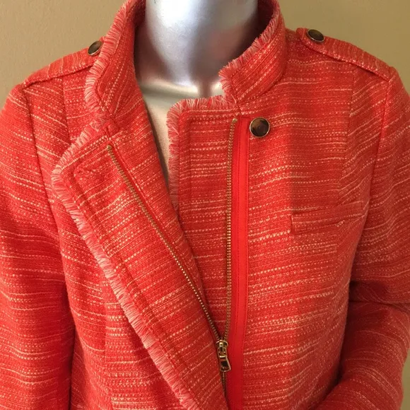 CHICO'S | Pumpkin Spice Textured Tweed Fringe Jacket