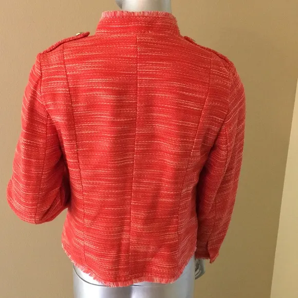 CHICO'S | Pumpkin Spice Textured Tweed Fringe Jacket