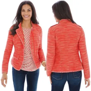 CHICO'S | Pumpkin Spice Textured Tweed Fringe Jacket