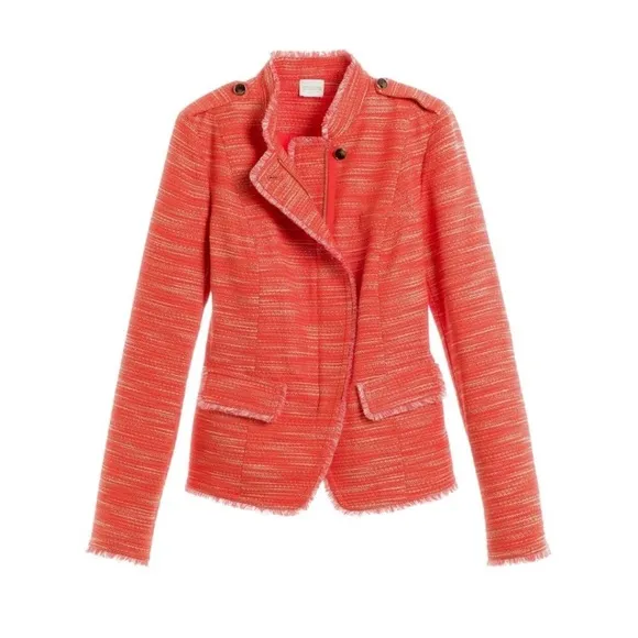 CHICO'S | Pumpkin Spice Textured Tweed Fringe Jacket