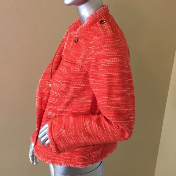 CHICO'S | Pumpkin Spice Textured Tweed Fringe Jacket