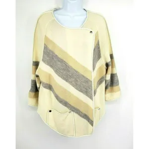 Chico’s Wool Jacket Ivory Leather Trim