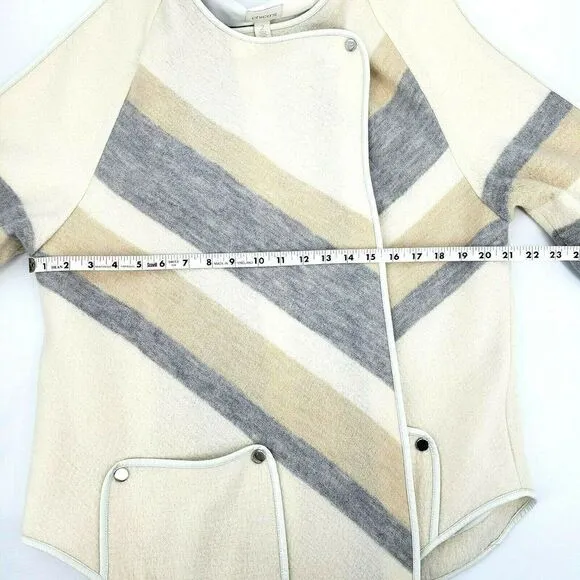 Chico’s Wool Jacket Ivory Leather Trim