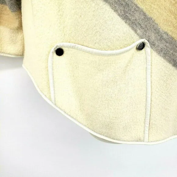 Chico’s Wool Jacket Ivory Leather Trim