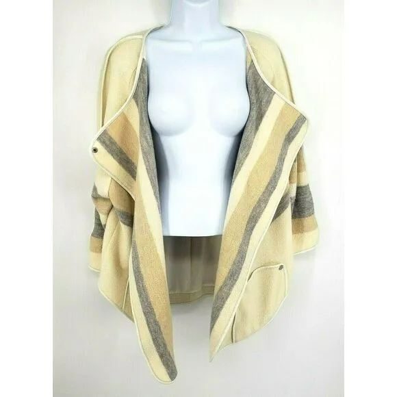 Chico’s Wool Jacket Ivory Leather Trim