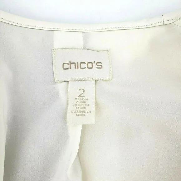 Chico’s Wool Jacket Ivory Leather Trim