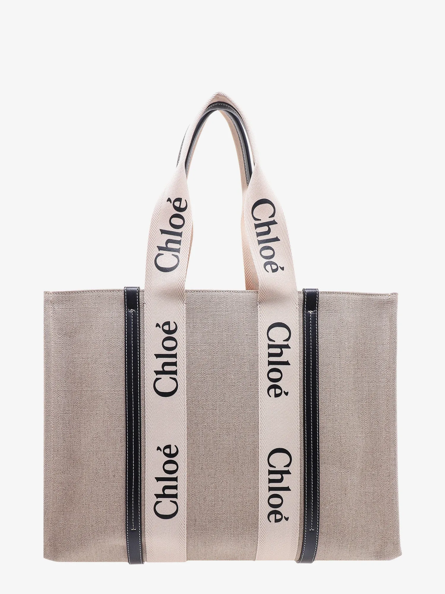 Chloe' Linen Shoulder Bag With Logo Print. This Bag Is Made With Lower Environmental Impact Material