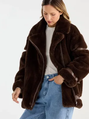Clover faux Fur Jacket CHOCOLATE