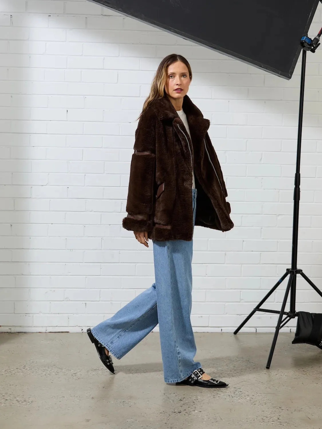 Clover faux Fur Jacket CHOCOLATE