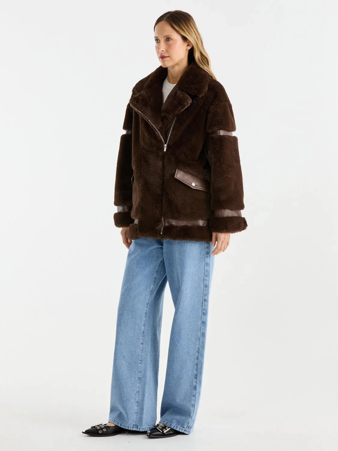 Clover faux Fur Jacket CHOCOLATE