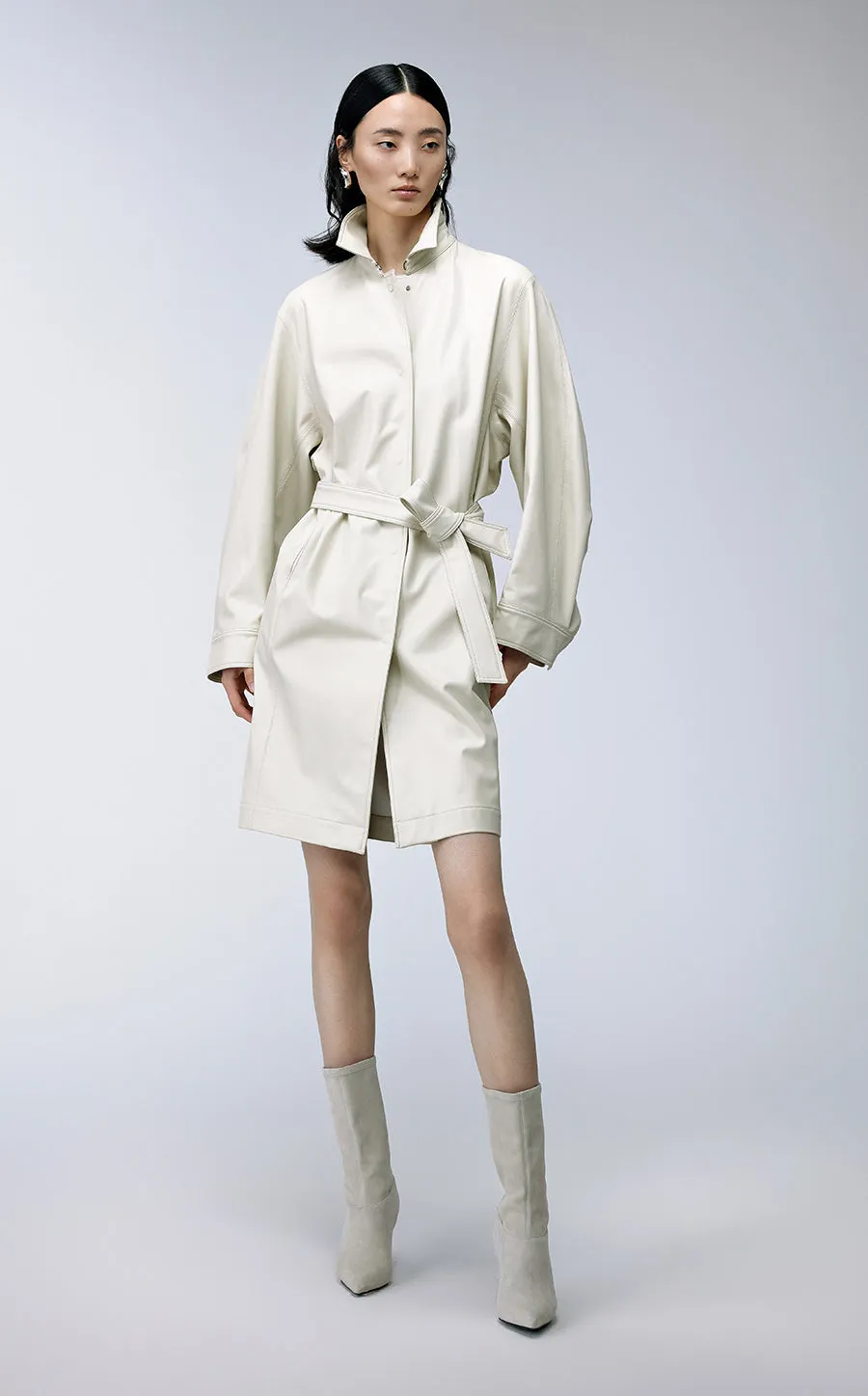 Coat /  JNBY Polyurethane Leather Long Coat