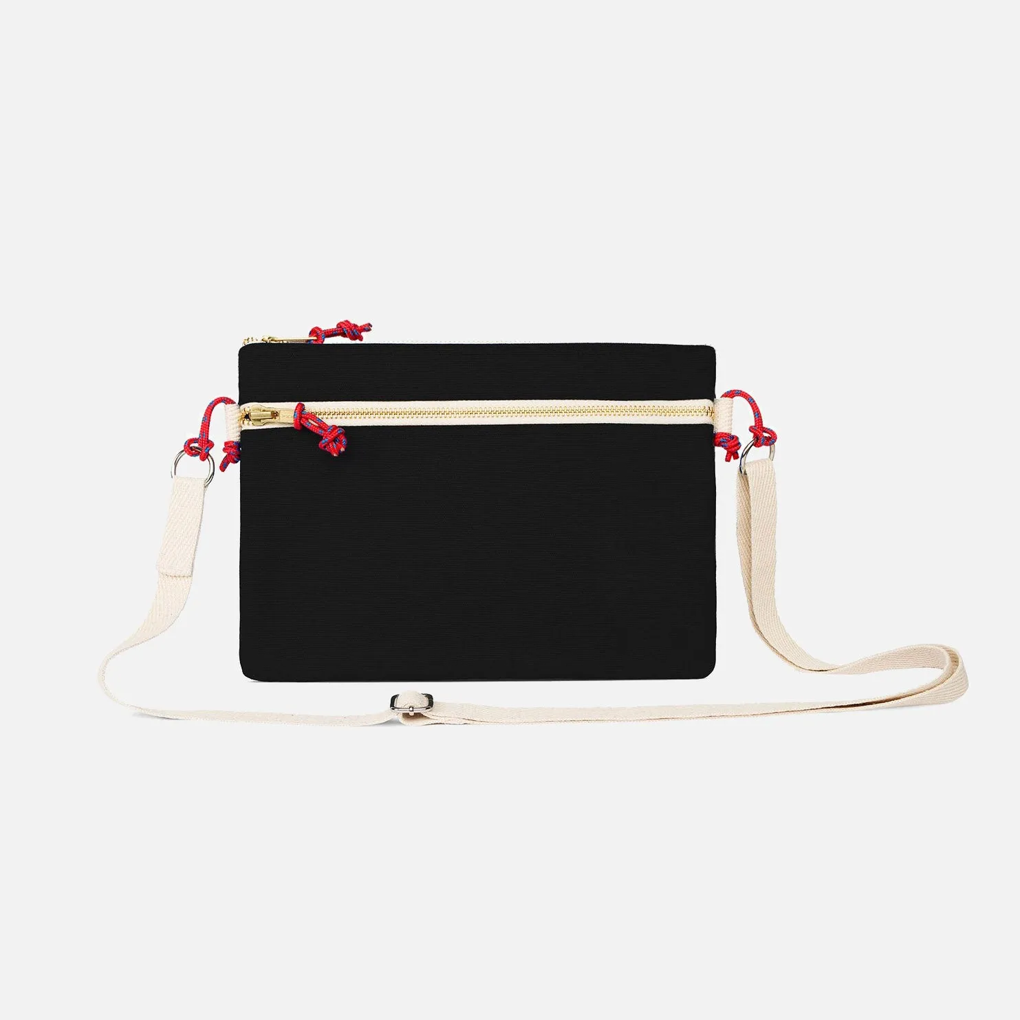 Cotton Canvas Side Pouch Bag - Black
