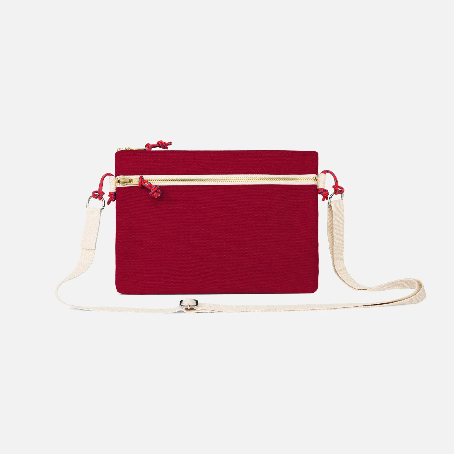 Cotton Canvas Side Pouch Bag - Bordeaux